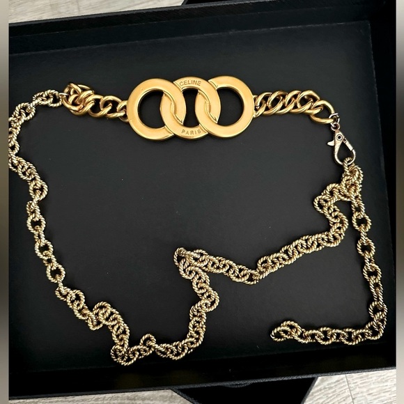 CELINE PARIS RUNWAY LOGO CHUNKY ADJUSTABLE  CHAIN BELT- UPDATED PICS - Picture 3 of 11